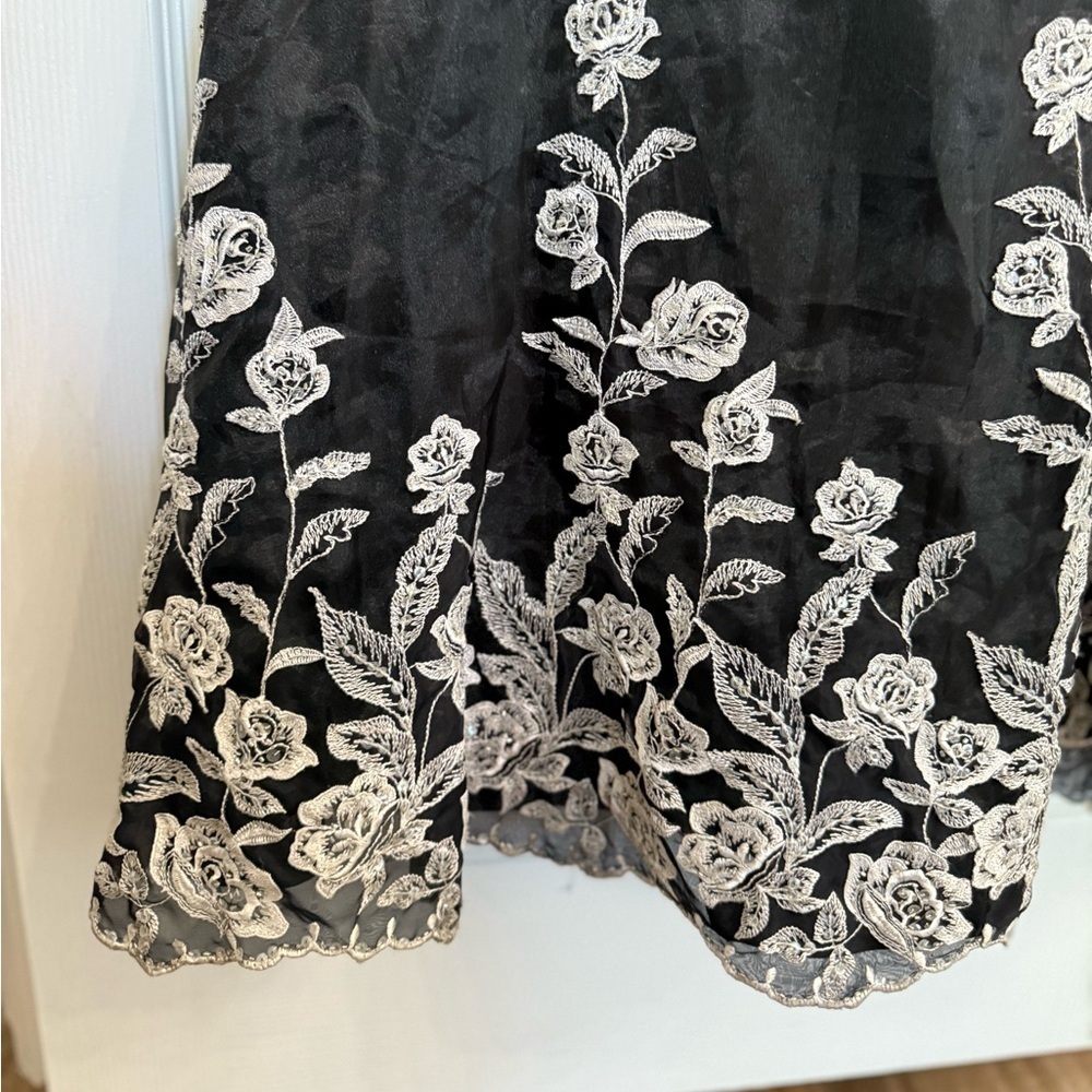 Jovani Black Corset Gown sz 8 Strapless Rose Embroidery Goth Coquette Prom Dress - Picture 2 of 8